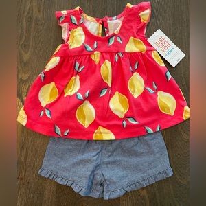 Carters Pink Lemon Two Piece Shorts Set